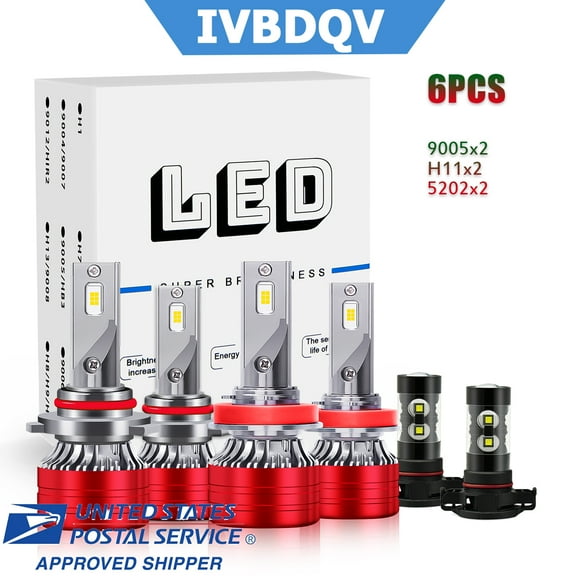 ForJeep Compass 2011 2012 2013 - 6*LED Headlight High/Low Fog Beam Bulbs Combo Kit US