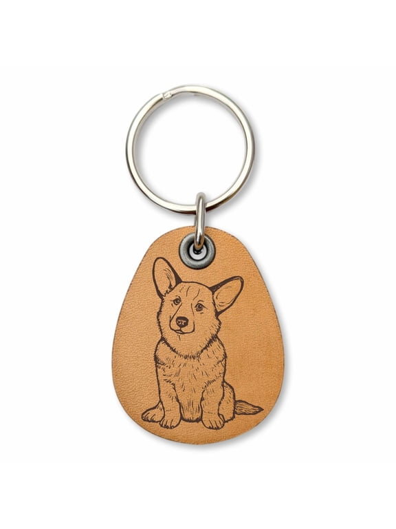 - Corgi - Genuine Leather Keychain
