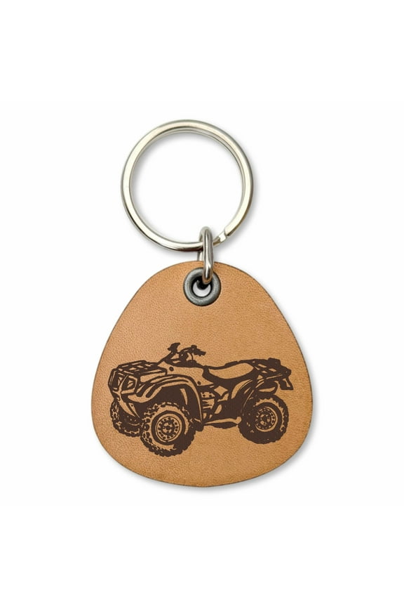 - Off Road 4 Wheeler ATV - Genuine Leather Keychain - Hobbies Collection