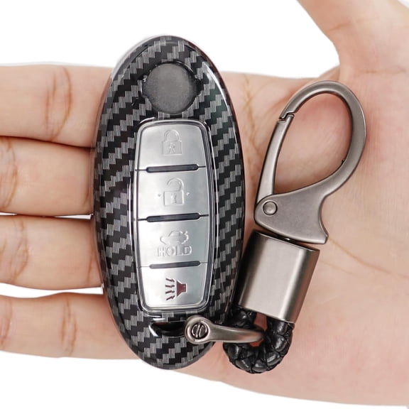 ForNissan Key Fob Cover, Carbon Fiber Pattern Car Key Case Protector for 2017-2020 2022 2023 forNissan Titan Armada Sentra Altima Pathfinder Frontier Maxima Leaf Rogue Kicks Murano with Keychain