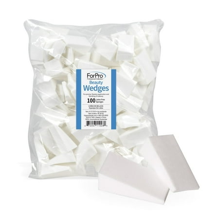 ForPro Beauty Wedges, Latex Free Foam Sponges, Makeup Blenders for Powder and Liquid Makeup, 100-Count