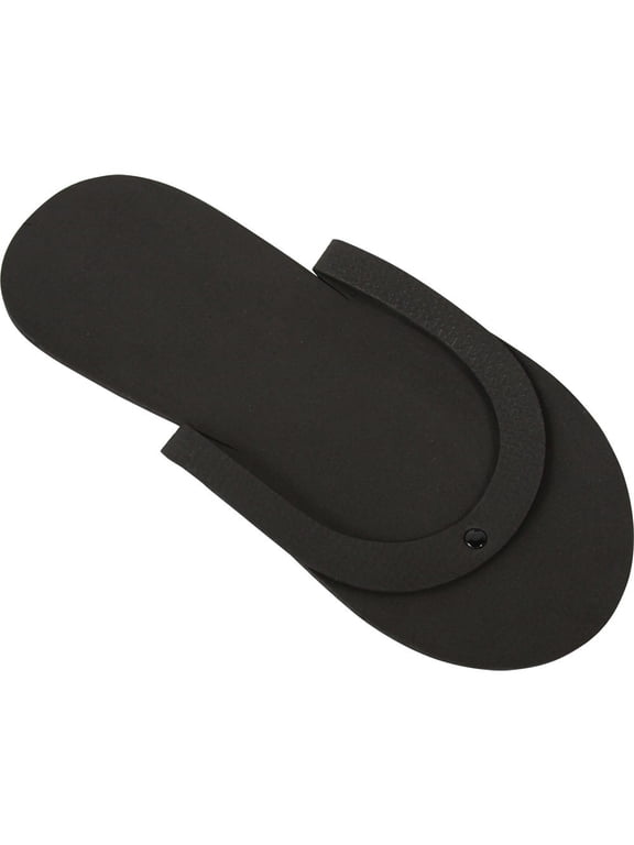 ForPro Comfy Pedi Slippers, Black, Disposable Foam Pedicure Slippers for Nail Salons & Spas, Individually-Wrapped, 12-Pair
