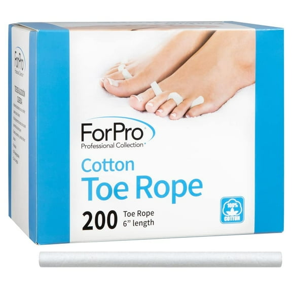 ForPro Cotton Toe Rope, Pedicure Toe Separator, Lint-Free, Biodegradable Cotton, 6 L, 200-Count