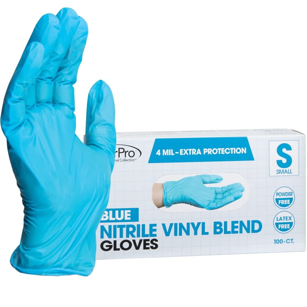 ForPro Disposable Nitrile Vinyl Blend Gloves, 4 Mil Extra Protection