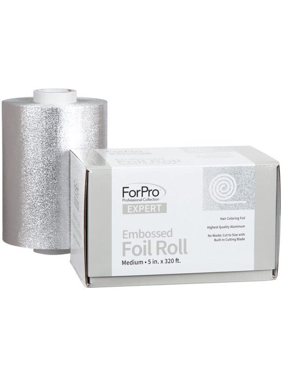 ForPro Expert Embossed Aluminum Foil Roll, 320 Ft Hair Foils for Color Application and Highlighting Services, Silver, Medium, 5" W