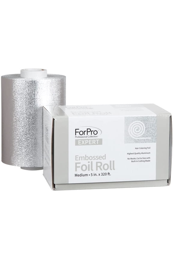 ForPro Expert Embossed Aluminum Foil Roll, 320 Ft Hair Foils for Color Application and Highlighting Services, Silver, Medium, 5" W