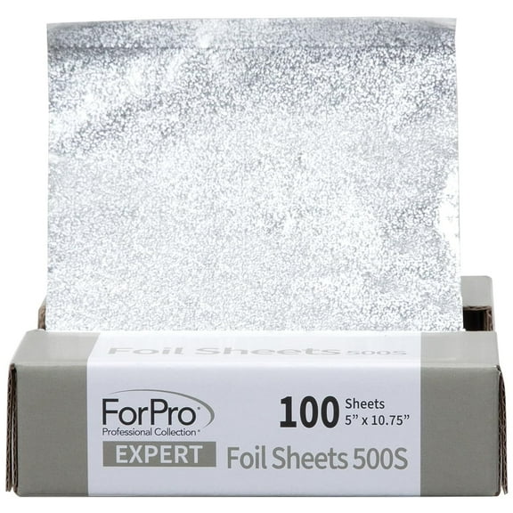 ForPro Expert Embossed Foil Sheets 500S, Aluminum Hair Foils for Color Application and Highlighting Services, Food Safe, Pop-Up Dispenser, 5” W x 10.75” L, 100-Count