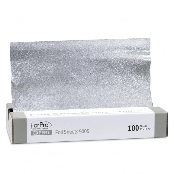 ForPro Expert Embossed Foil Sheets 900S, Aluminum Hair Foils for Color Application and Highlighting Services, Food Safe, Pop-Up Dispenser, 9 W x 10.75 L, 100-Count