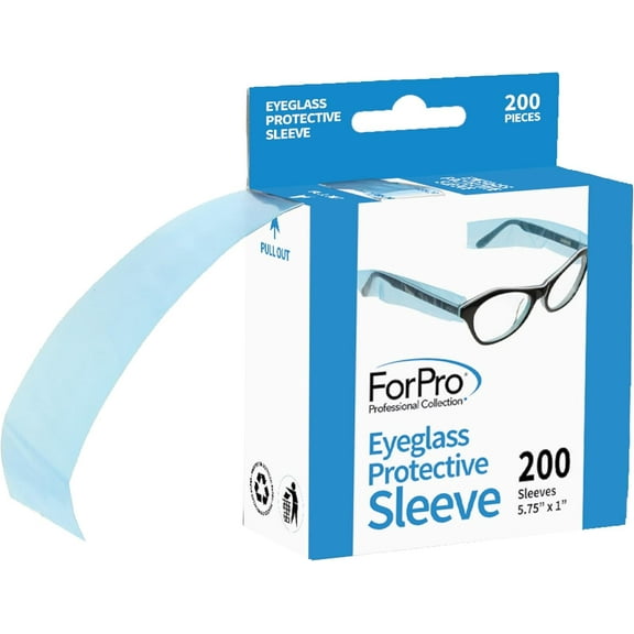ForPro Eyeglass Protective Sleeves, Fits All Size Eyeglasses, 5.75" x 1", 200-Count