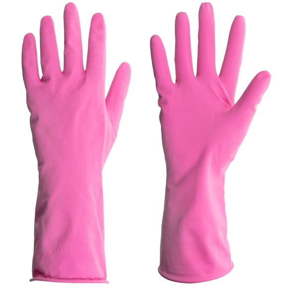 ForPro Natural Rubber Gloves, 6 Pairs Reusable Multi-Purpose Household Cleaning Gloves with Soft Inner Lining, Waterproof & Chemical-Resistant, Cotton Candy, X-Large