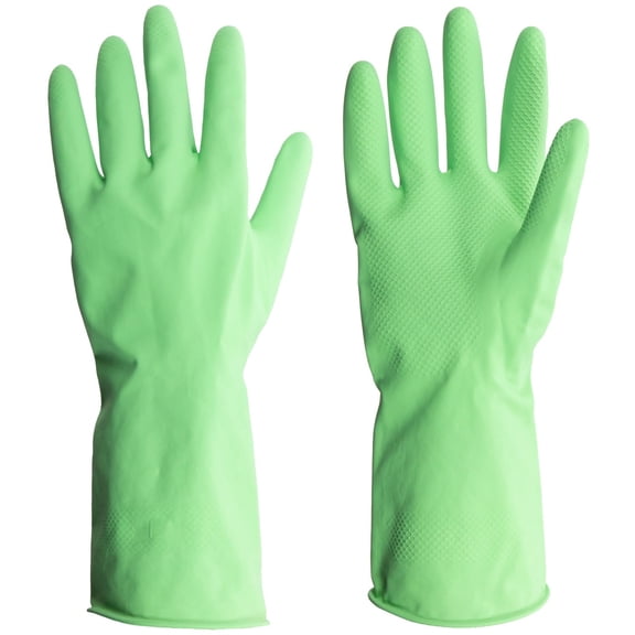 ForPro Natural Rubber Gloves, 6 Pairs Reusable Multi-Purpose Household Cleaning Gloves with Soft Inner Lining, Waterproof & Chemical-Resistant, Lime Zest, Small