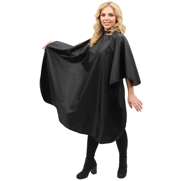 ForPro Poly Chemical Cape, Professional Hair Salon Styling Cape with Adjustable Snap Closure, Black, 58 L x 47 W