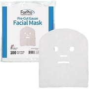 ForPro Precut Gauze Facial Mask, 100% Cotton Gauze, for Facial Treatments and Masks, 100-Count