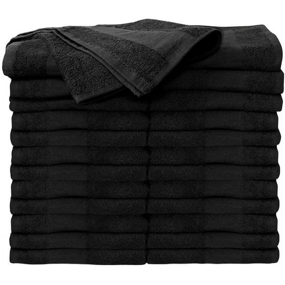 ForPro Premium Bleach Tough Salon Towels, Black, 100% Cotton, Bleach-Proof Towels, Stain Resistant, 16” W x 27” L, 24-Count