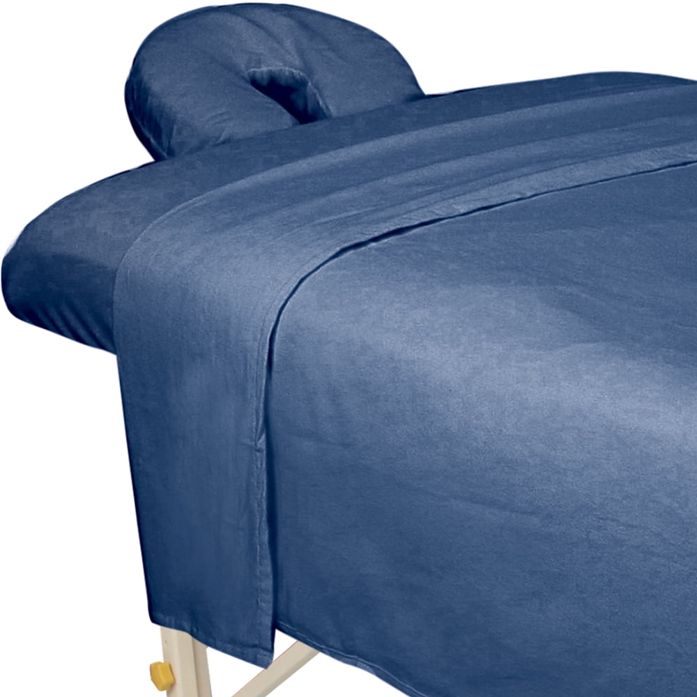 ForPro Premium Flannel Massage Sheet Set, Ocean Blue