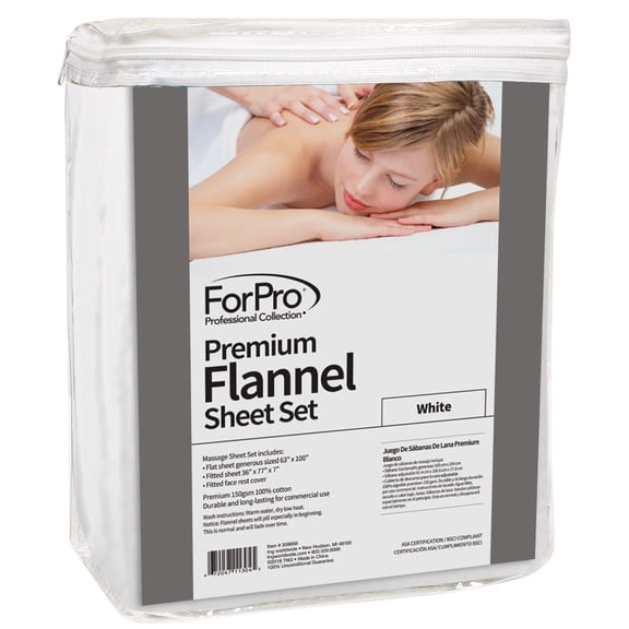 ForPro Premium Flannel Massage Sheet Set, White