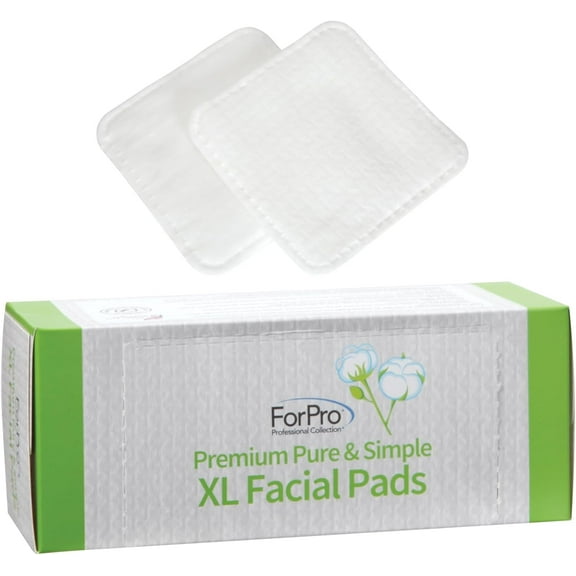 ForPro Premium Pure & Simple XL Facial Pads, Triple Layered Ultra Soft Disposable Makeup Remover Pads, 100% Vegan & Cruelty-Free, 60-Count