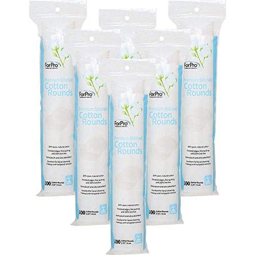 ForPro Premium Stitched Cotton Rounds, 100 Pure Cotton Pads for