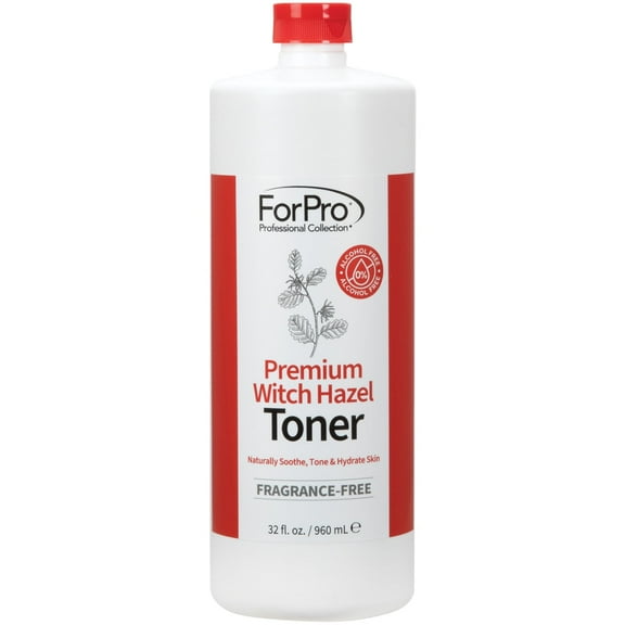 ForPro Premium Witch Hazel Toner, Alcohol-Free, Naturally Soothe, Tone & Hydrate Skin, Vegan, Fragrance-Free, 32 Fl Oz