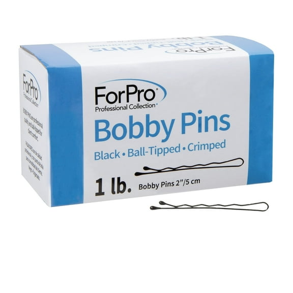 ForPro Professional Collection Bobby Pins, Black, Ball-Tipped, Crimped, Non-Slip, Non-Damaging, 2” L, 1 Lb.,446207