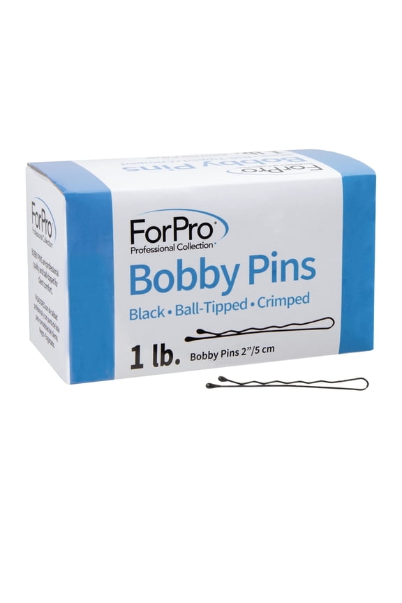 Bobby Pins, Black, Ball-Tipped, Crimped, Non-Slip, Non-Damaging, 2” L, 1 Lb.,446207