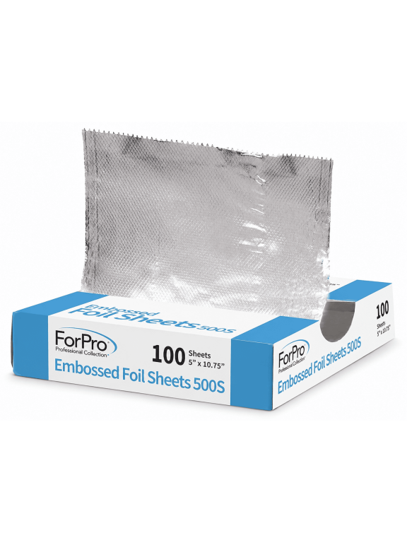 Embossed Foil Sheets 500S, Aluminum Foil, Pop-Up Dispenser, for Hair Color Application and Highlighting Services, Food Safe, 5” W x 10.75” L, 100-Count
