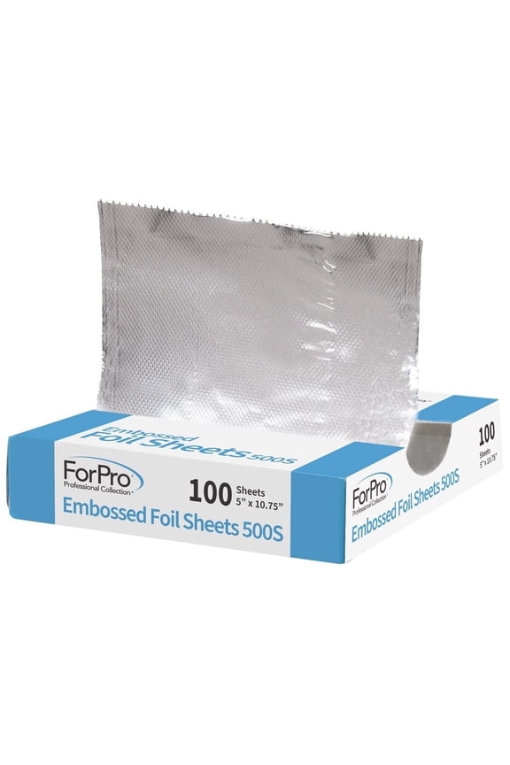 Embossed Foil Sheets 500S, Aluminum Foil, Pop-Up Dispenser, for Hair Color Application and Highlighting Services, Food Safe, 5” W x 10.75” L, 100-Count