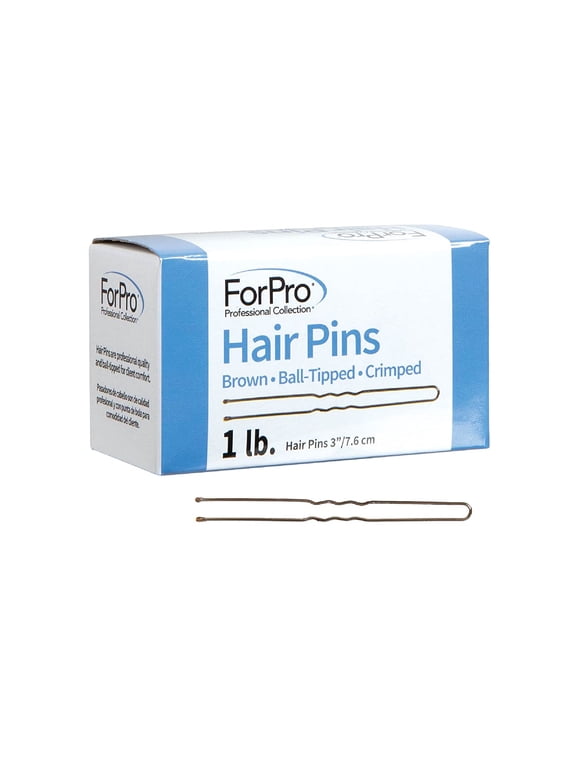 Hair Pins, Brown, Ball-Tipped, Crimped, Non-Damaging, 3” L, 1 lb, 16 Oz