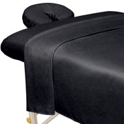 ForPro Professional Collection Premium Microfiber 3-Piece Massage Sheet Set for Massage Tables, Includes Flat Sheet, Fitted Sheet and Fitted Face Rest Cover, Black, (309898)
