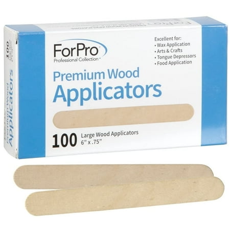 ForPro Professional Collection Premium Wood Applicators, Non-Sterile, Hair Removal Waxing Sticks, Large, 6” L x .75” W, 100-Count