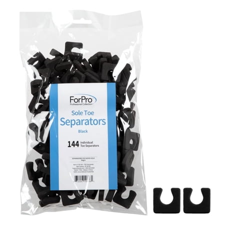 ForPro Sole Toe Separators - Black Luxurious Foam Separators - Individual Toe Separators for Pedicures – 144-Count
