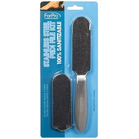 ForPro Professional Collection Stainless Steel Pedi File Kit, 100% Sanitizable Pedicure File for Heels and Feet, Includes Twelve 80/180 Grit Refill Strips, 8.5? L