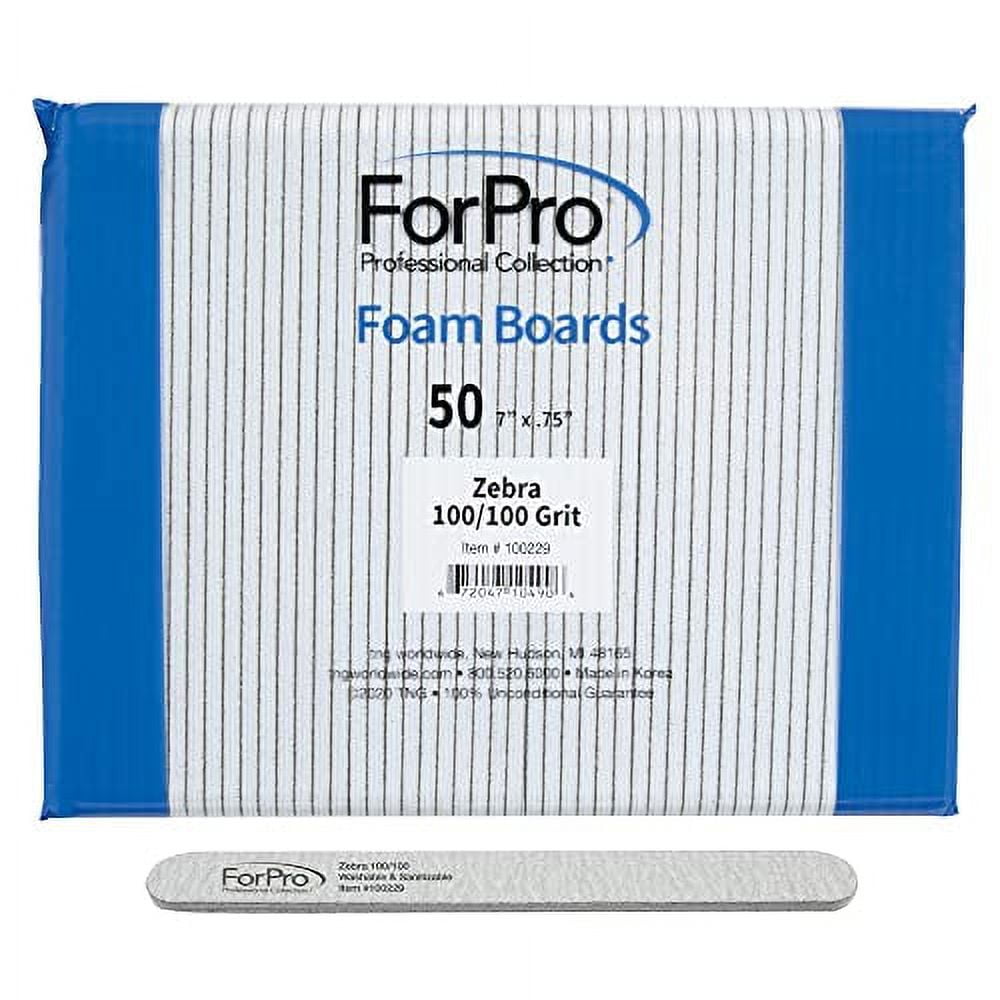 ForPro Zebra Foam Board, 100/100 Grit, DoubleSided Manicure Nail File