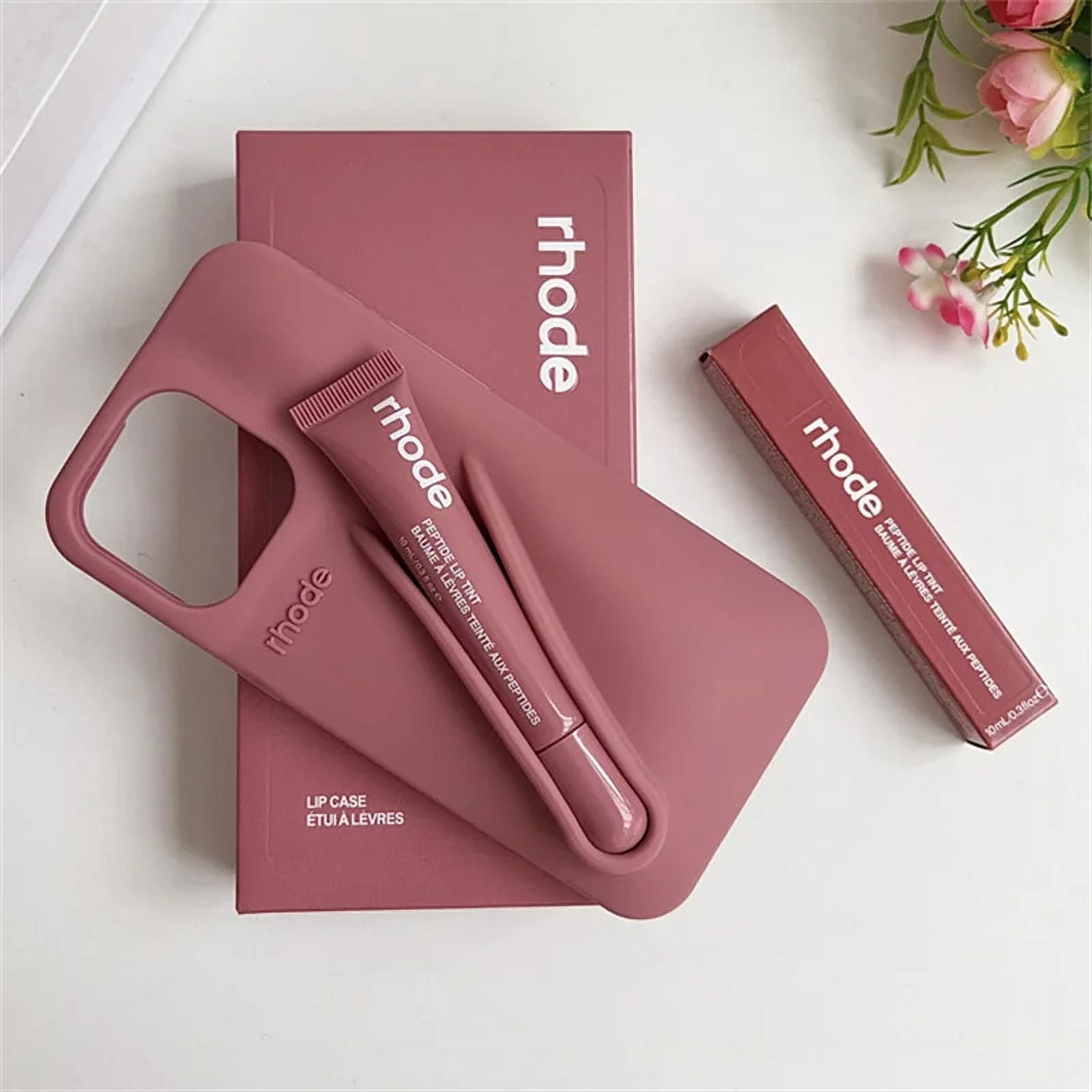 ForRhode with Lip Gloss Phone Case for IPhone 16 15 14 13 12 11 Pro Max Plus Lipstick Silicone DIY Toast Espresso Ribbon Box Cover