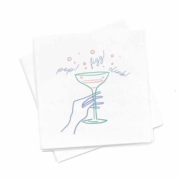 ForYourParty.Com Champagne Pop, Fizz, Clink Cocktail Napkins - Full Color