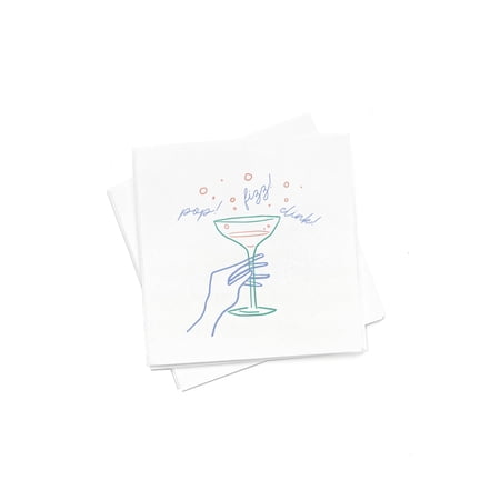 ForYourParty.Com Champagne Pop, Fizz, Clink Cocktail Napkins - Full Color