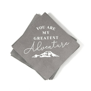 ForYourParty.Com Greatest Adventure Cocktail Napkins - Gray and White