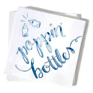 ForYourParty.Com Poppin' Bottles Party Napkins - White and Blue