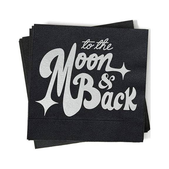 ForYourParty.Com To The Moon and Back Party Napkins - Black and Silver