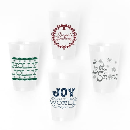 ForYourParty.Com Vintage Christmas Holiday Party Cups - Frosted Plastic