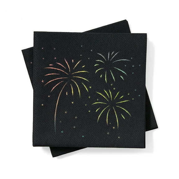 ForYourParty Holographic Firework Black Party Napkins