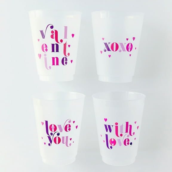 ForYourParty Valentine Party Cups - Pink and Purple Frosted Cups