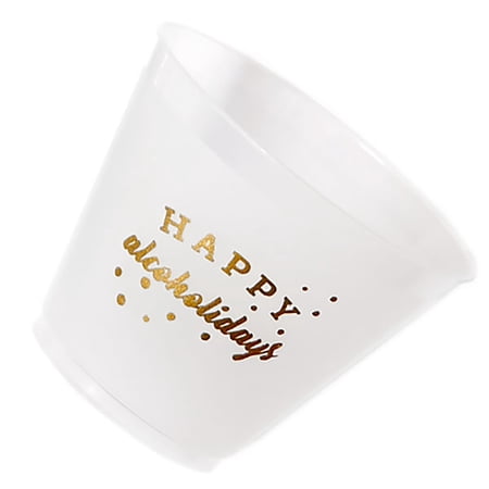 ForYourParty.com Happy Alcoholidays Plastic Party Cups - Frosted and Gold