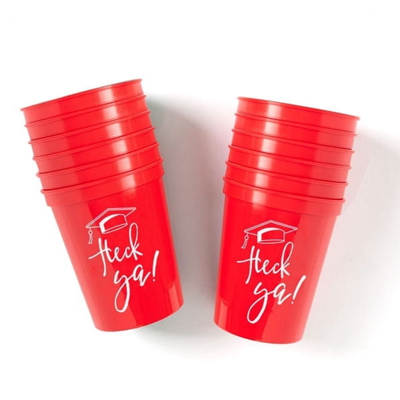ForYourParty.com Heck Ya! Stadium Cups - Red and White