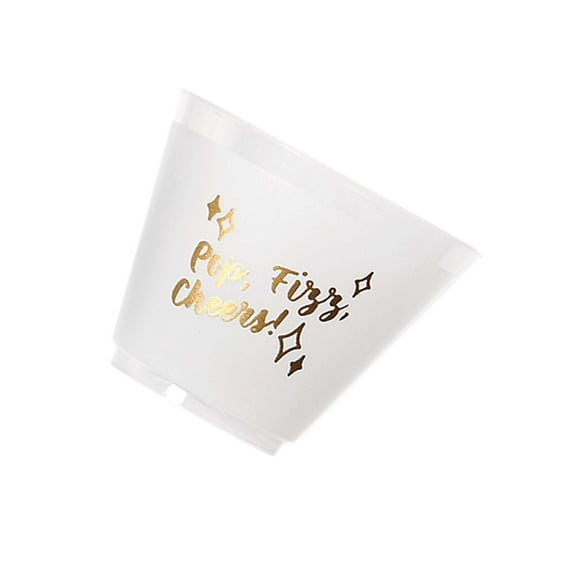 ForYourParty.com New Year Pop Fizz Clink Frosted Cups - White and Gold