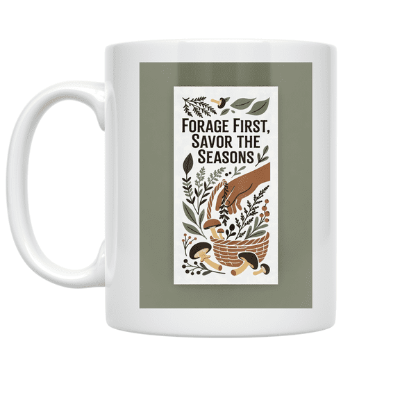 Forage First, Savor the Seasons - Cooking Enthusiast - 11 oz Ceramic Coffee Mug