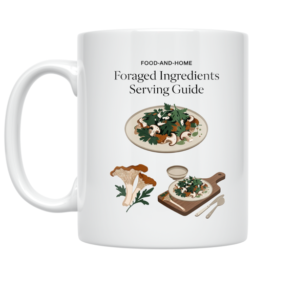 Foraged Ingredients Serving Guide Mug, Home Cooks, Foraged Ingredient Enthusiasts, and Kitchen Decor, 11 oz White Ceramic