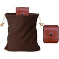 thumbnail image 1 of Foraging Bag, Canvas Waxed Foraging Pouch Mushroom Bags Collapsible Bushcraft Leather Pu Hunting Belt Bag Hiking Pouch for Outdoor Traveling Camping (Dark Brown) 7.87x8.46", 1 of 9