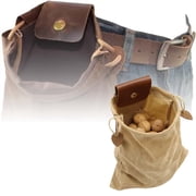 Foraging Bag Waxed Canvas Collapsible Outdoor Camping Foraging Pouch Mushroom Storage Water Resistant Leather Bushcraft Belt Tinder Dump Pouchs Brown for Travel Camping Hiking Bag