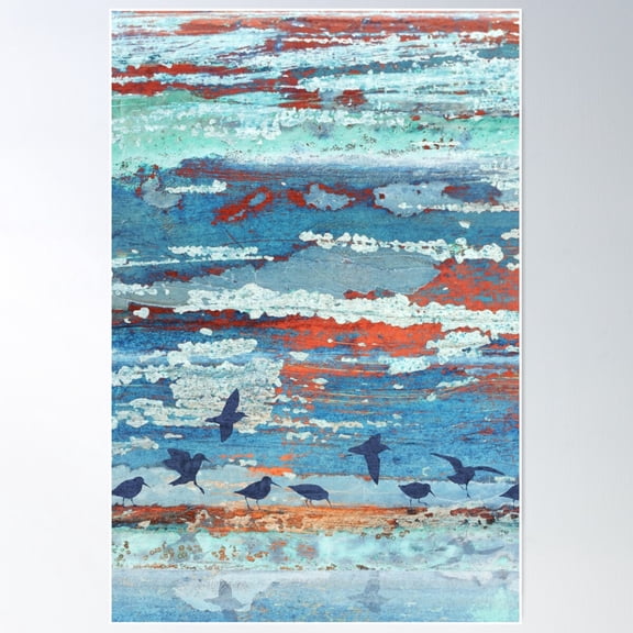 Foraging Dunlin Flock - Art From Urban Decay Poster Wall Art, Modern Wall Decor For Living Room Bedroom, 16x24 UNFRAMED
